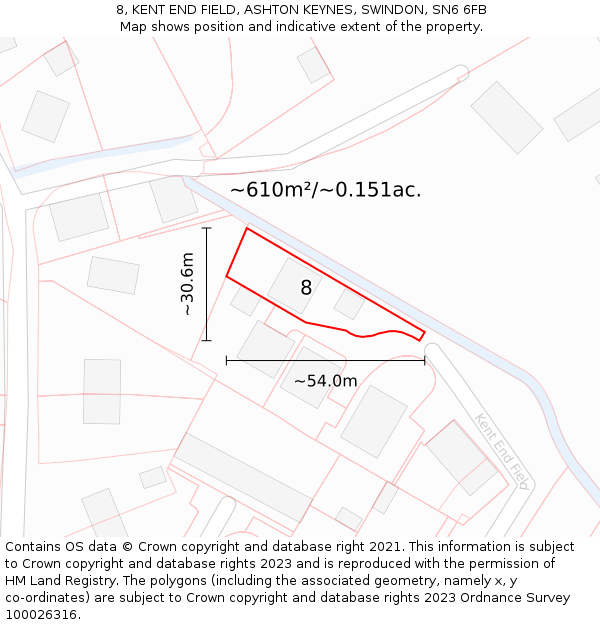 8, KENT END FIELD, ASHTON KEYNES, SWINDON, SN6 6FB: Plot and title map