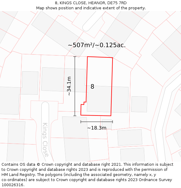 8, KINGS CLOSE, HEANOR, DE75 7RD: Plot and title map