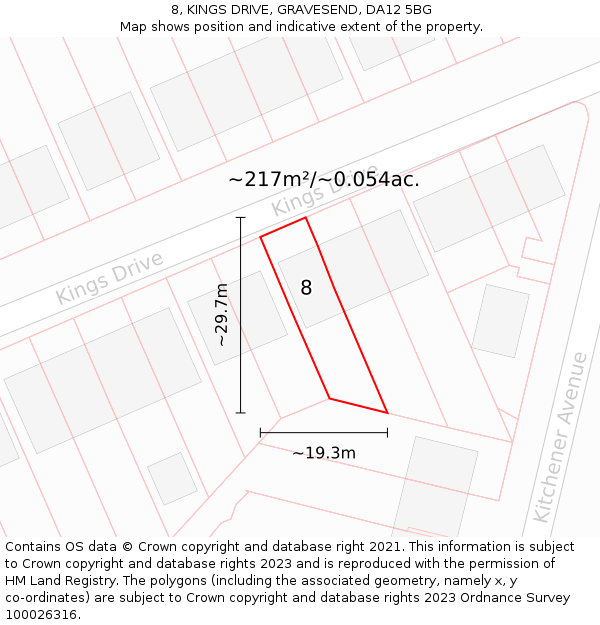 8, KINGS DRIVE, GRAVESEND, DA12 5BG: Plot and title map