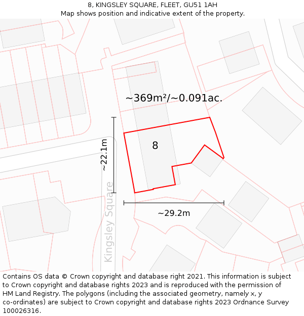 8, KINGSLEY SQUARE, FLEET, GU51 1AH: Plot and title map