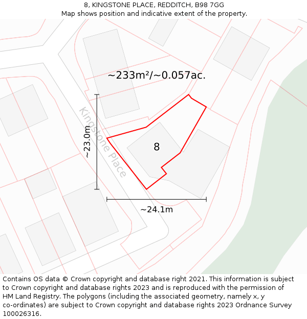 8, KINGSTONE PLACE, REDDITCH, B98 7GG: Plot and title map