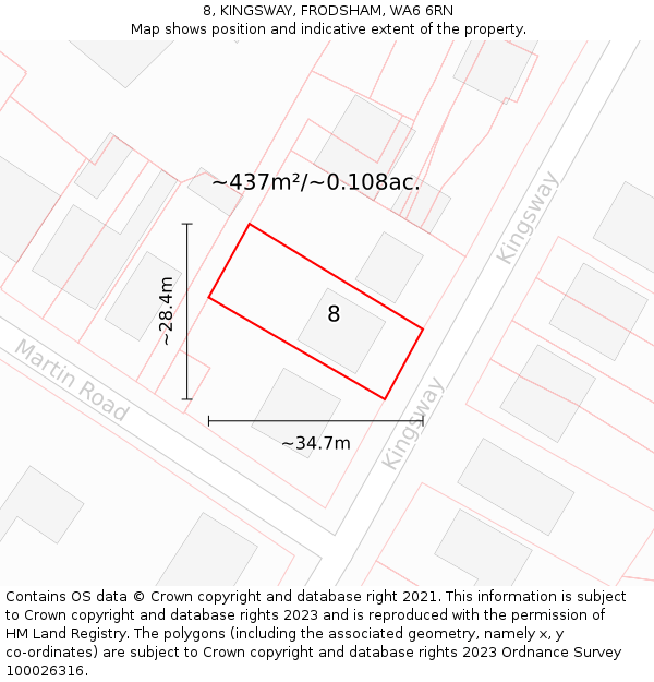 8, KINGSWAY, FRODSHAM, WA6 6RN: Plot and title map