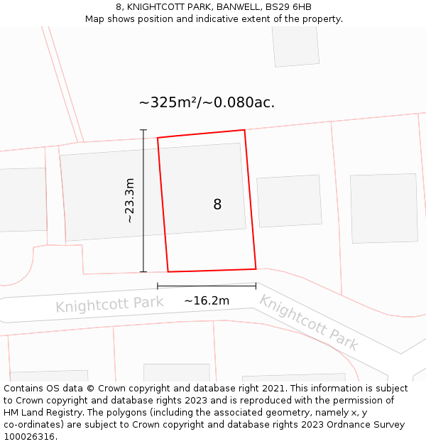 8, KNIGHTCOTT PARK, BANWELL, BS29 6HB: Plot and title map
