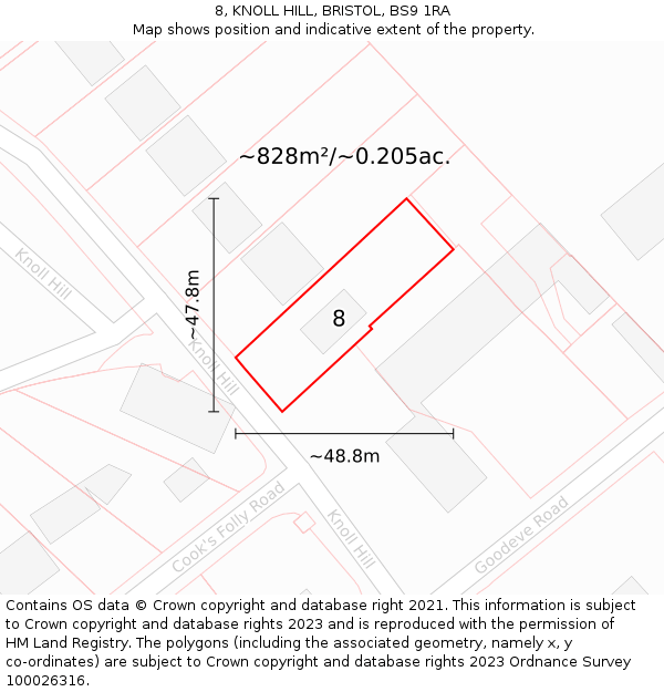 8, KNOLL HILL, BRISTOL, BS9 1RA: Plot and title map