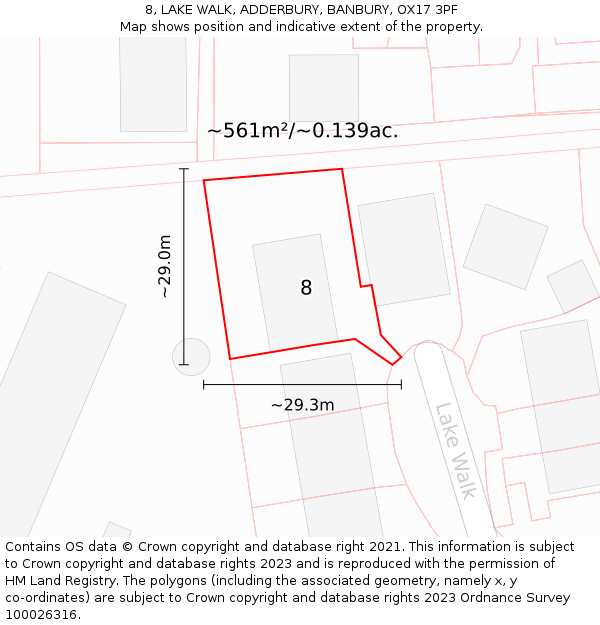 8, LAKE WALK, ADDERBURY, BANBURY, OX17 3PF: Plot and title map