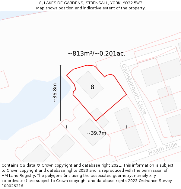 8, LAKESIDE GARDENS, STRENSALL, YORK, YO32 5WB: Plot and title map