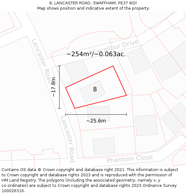 8, LANCASTER ROAD, SWAFFHAM, PE37 8GY: Plot and title map