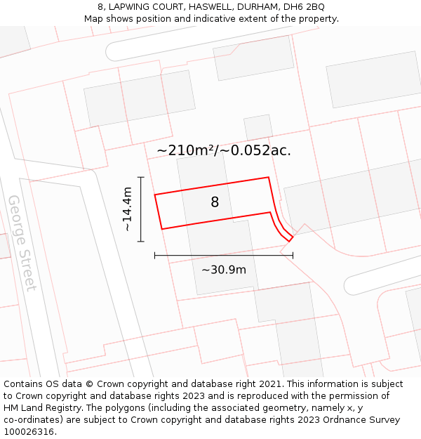 8, LAPWING COURT, HASWELL, DURHAM, DH6 2BQ: Plot and title map