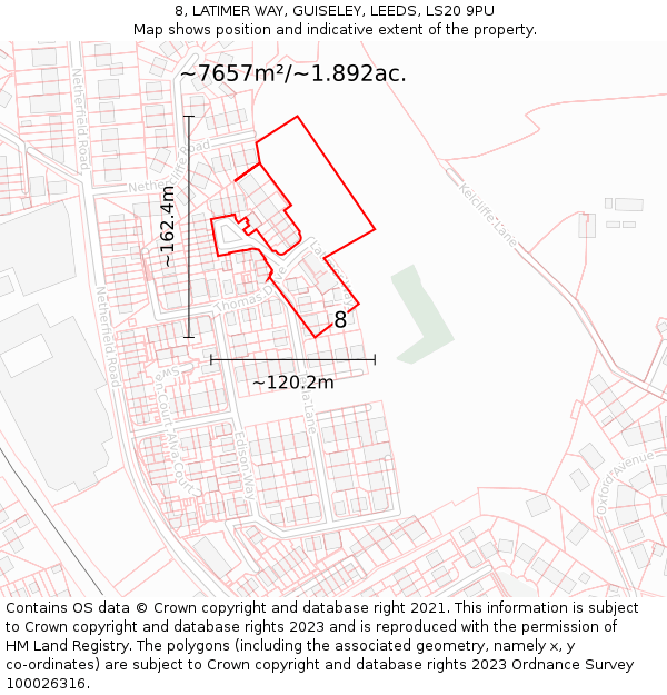 8, LATIMER WAY, GUISELEY, LEEDS, LS20 9PU: Plot and title map