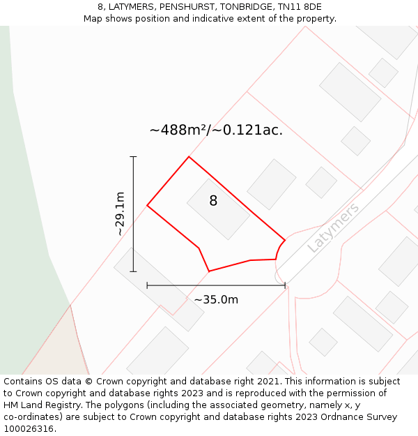 8, LATYMERS, PENSHURST, TONBRIDGE, TN11 8DE: Plot and title map