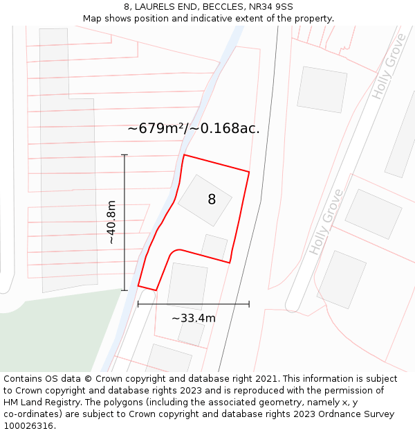 8, LAURELS END, BECCLES, NR34 9SS: Plot and title map