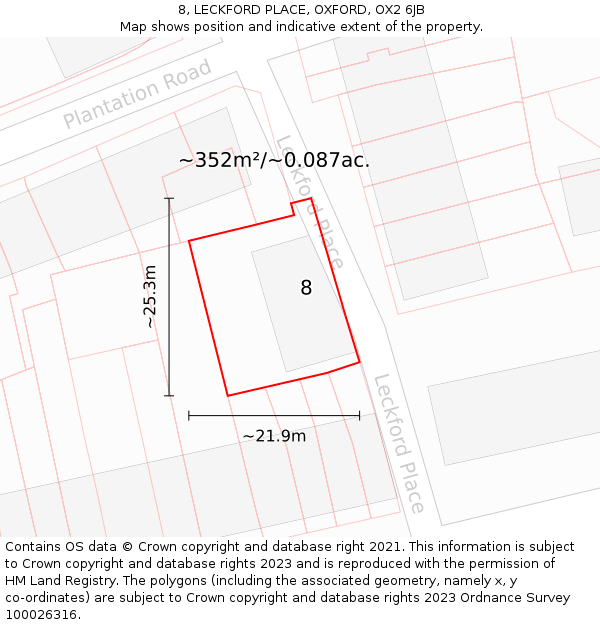 8, LECKFORD PLACE, OXFORD, OX2 6JB: Plot and title map