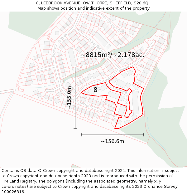 8, LEEBROOK AVENUE, OWLTHORPE, SHEFFIELD, S20 6QH: Plot and title map