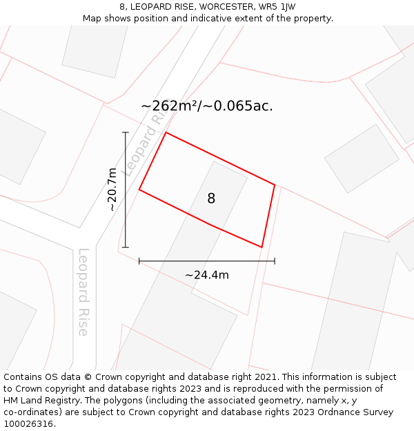 8, LEOPARD RISE, WORCESTER, WR5 1JW: Plot and title map