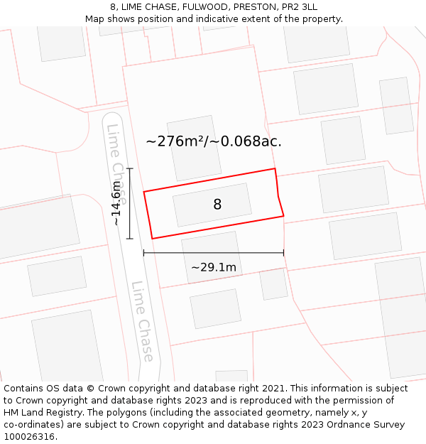 8, LIME CHASE, FULWOOD, PRESTON, PR2 3LL: Plot and title map