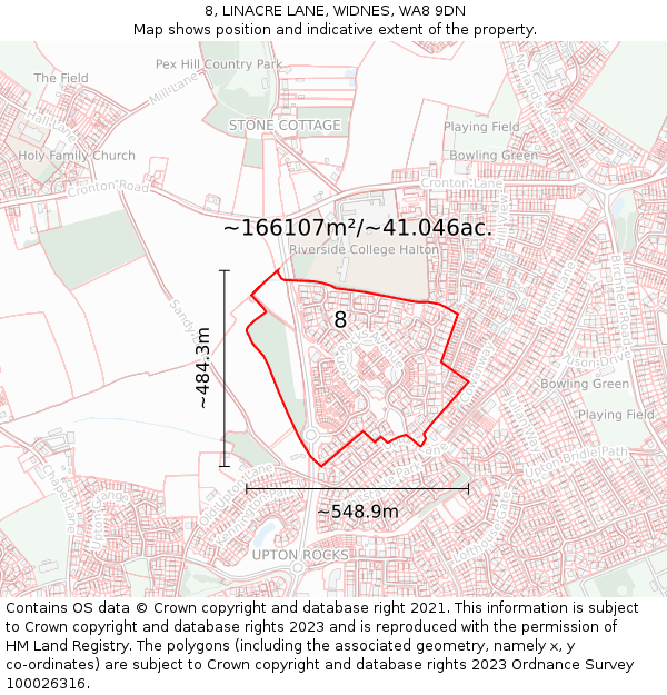 8, LINACRE LANE, WIDNES, WA8 9DN: Plot and title map