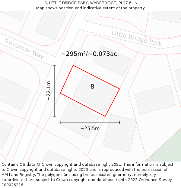 8, LITTLE BRIDGE PARK, WADEBRIDGE, PL27 6UN: Plot and title map