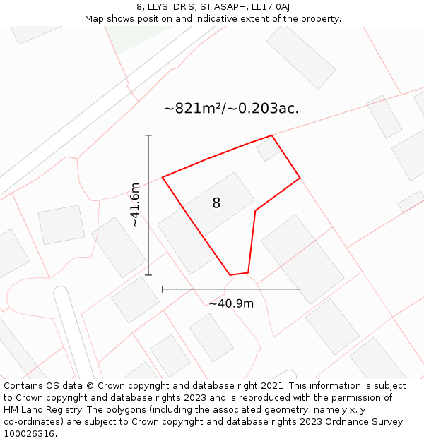 8, LLYS IDRIS, ST ASAPH, LL17 0AJ: Plot and title map