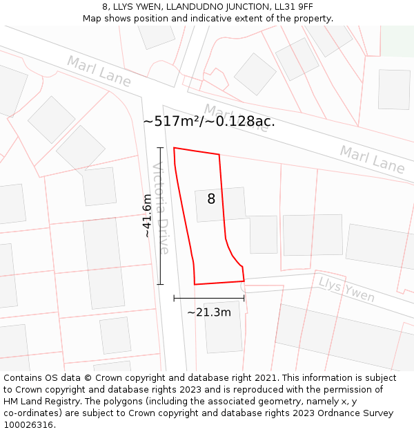 8, LLYS YWEN, LLANDUDNO JUNCTION, LL31 9FF: Plot and title map
