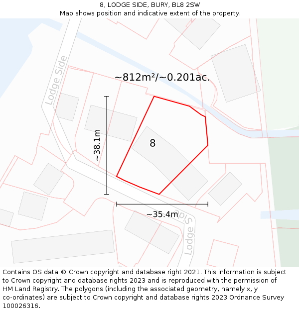 8, LODGE SIDE, BURY, BL8 2SW: Plot and title map