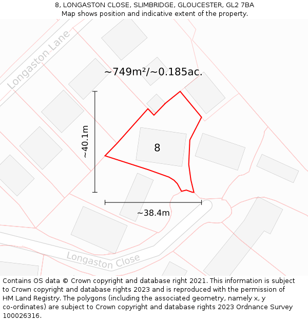 8, LONGASTON CLOSE, SLIMBRIDGE, GLOUCESTER, GL2 7BA: Plot and title map