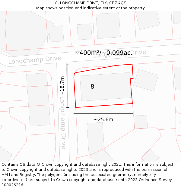 8, LONGCHAMP DRIVE, ELY, CB7 4QS: Plot and title map