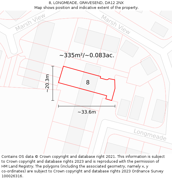 8, LONGMEADE, GRAVESEND, DA12 2NX: Plot and title map