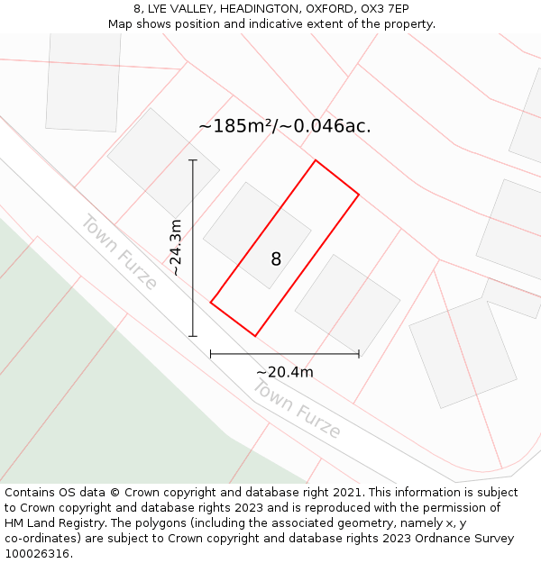 8, LYE VALLEY, HEADINGTON, OXFORD, OX3 7EP: Plot and title map