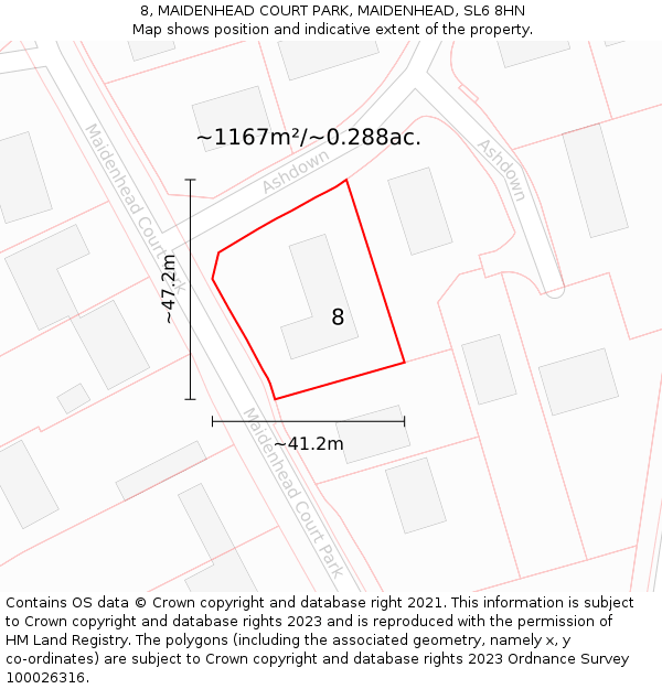 8, MAIDENHEAD COURT PARK, MAIDENHEAD, SL6 8HN: Plot and title map