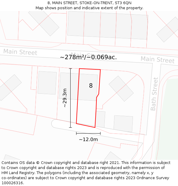 8, MAIN STREET, STOKE-ON-TRENT, ST3 6QN: Plot and title map