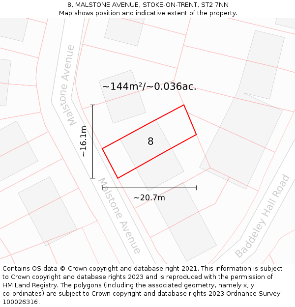 8, MALSTONE AVENUE, STOKE-ON-TRENT, ST2 7NN: Plot and title map