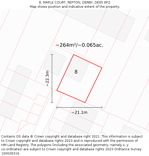 8, MAPLE COURT, REPTON, DERBY, DE65 6PZ: Plot and title map