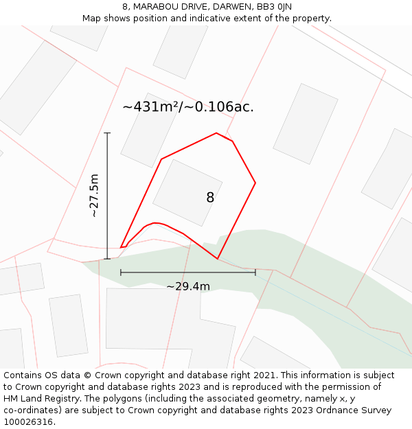 8, MARABOU DRIVE, DARWEN, BB3 0JN: Plot and title map