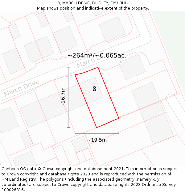 8, MARCH DRIVE, DUDLEY, DY1 3HU: Plot and title map