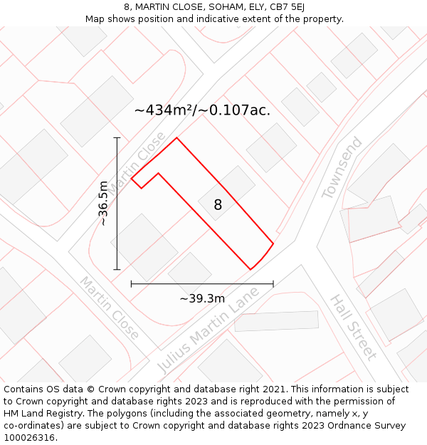 8, MARTIN CLOSE, SOHAM, ELY, CB7 5EJ: Plot and title map