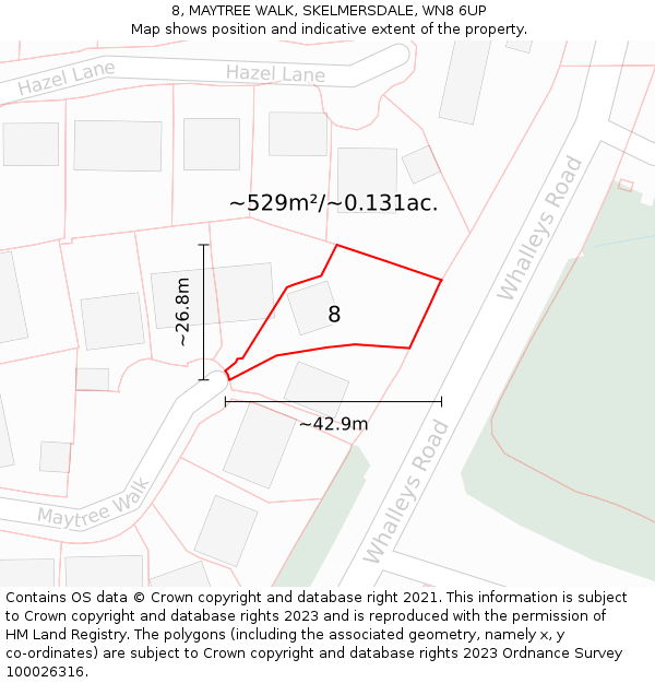 8, MAYTREE WALK, SKELMERSDALE, WN8 6UP: Plot and title map