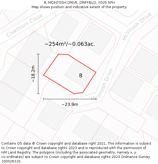 8, MCINTOSH DRIVE, DRIFFIELD, YO25 5PH: Plot and title map