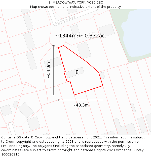 8, MEADOW WAY, YORK, YO31 1EQ: Plot and title map