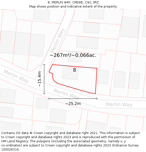 8, MERLIN WAY, CREWE, CW1 3RZ: Plot and title map