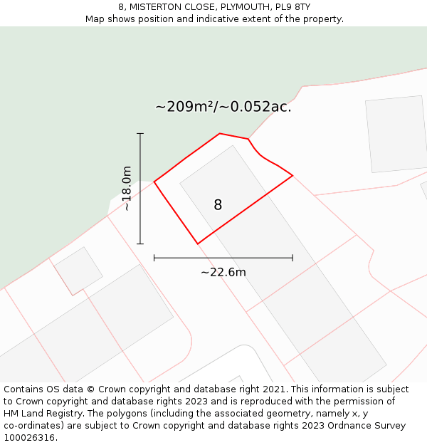8, MISTERTON CLOSE, PLYMOUTH, PL9 8TY: Plot and title map