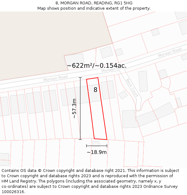 8, MORGAN ROAD, READING, RG1 5HG: Plot and title map