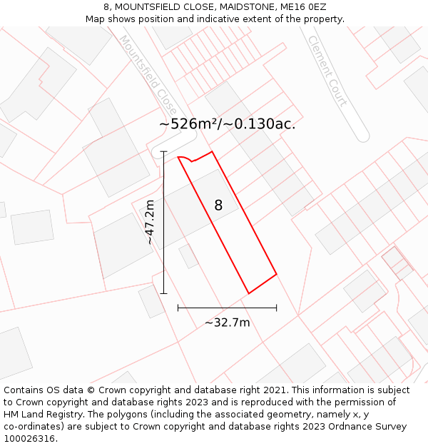 8, MOUNTSFIELD CLOSE, MAIDSTONE, ME16 0EZ: Plot and title map