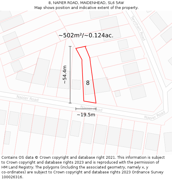 8, NAPIER ROAD, MAIDENHEAD, SL6 5AW: Plot and title map