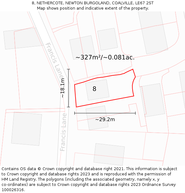 8, NETHERCOTE, NEWTON BURGOLAND, COALVILLE, LE67 2ST: Plot and title map