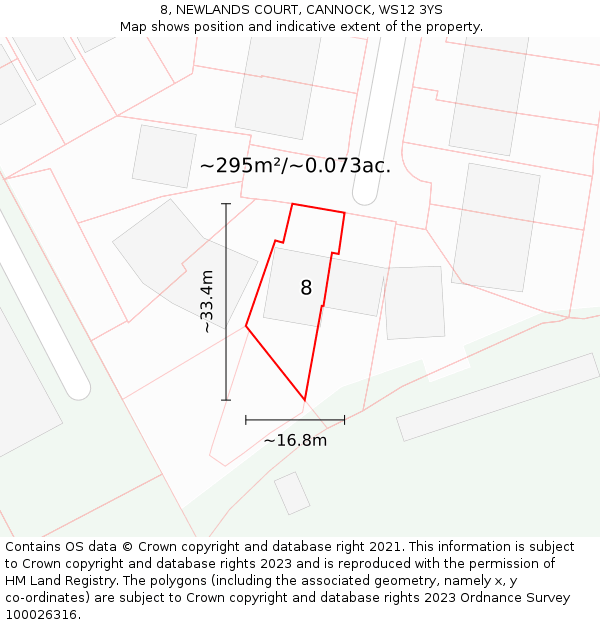 8, NEWLANDS COURT, CANNOCK, WS12 3YS: Plot and title map