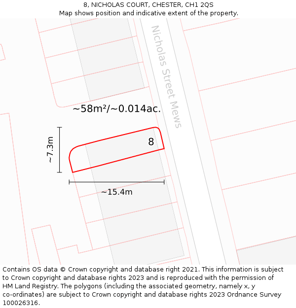 8, NICHOLAS COURT, CHESTER, CH1 2QS: Plot and title map