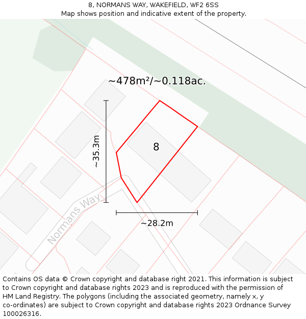 8, NORMANS WAY, WAKEFIELD, WF2 6SS: Plot and title map