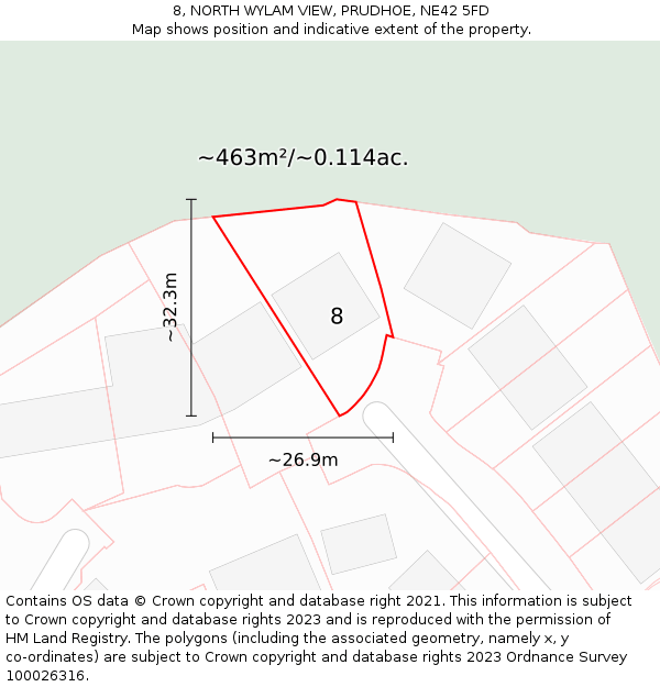 8, NORTH WYLAM VIEW, PRUDHOE, NE42 5FD: Plot and title map