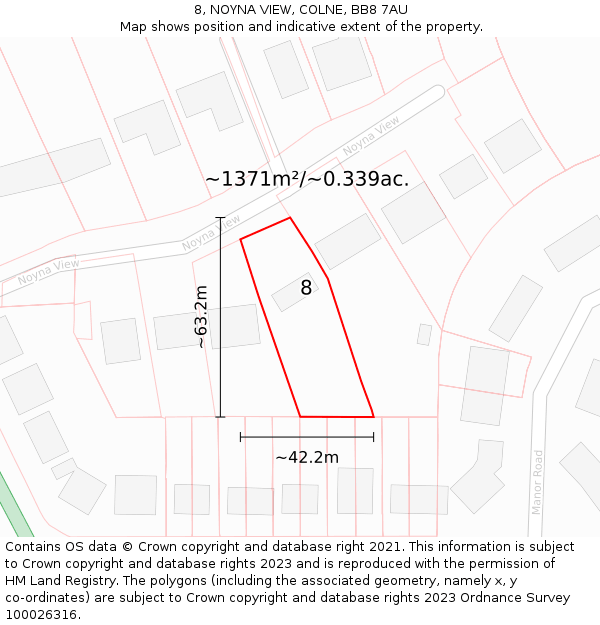 8, NOYNA VIEW, COLNE, BB8 7AU: Plot and title map