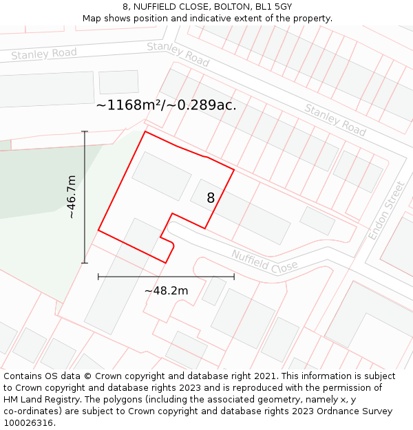 8, NUFFIELD CLOSE, BOLTON, BL1 5GY: Plot and title map